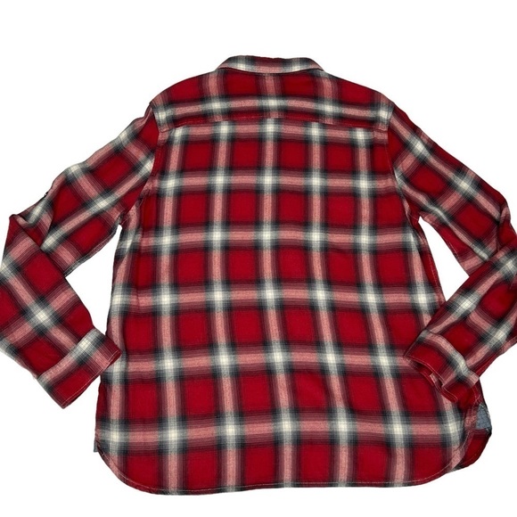 DYLAN Long Sleeve Red Black White Plaid Flannel Shirt Ultra Soft Women's Size M - Picture 12 of 16